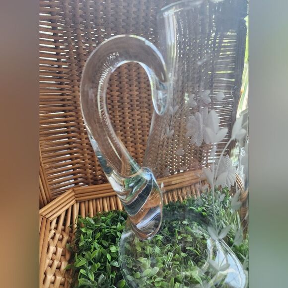 Vintage Etched Floral Pitcher Large - Picture 10 of 15